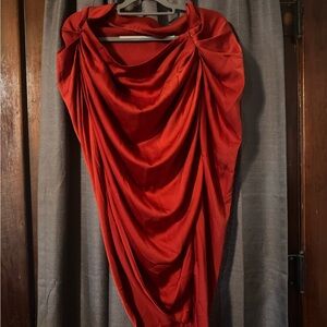 Elegant Draped Red Skirt